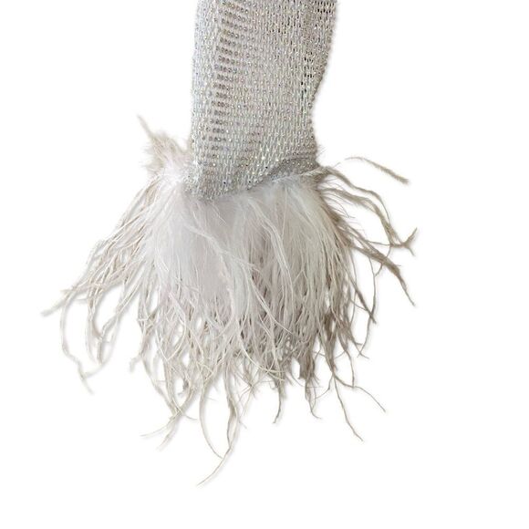 Santa Brands Feather trim Crystal Top Mesh white sheer party resort Revolve NWT - Picture 10 of 14